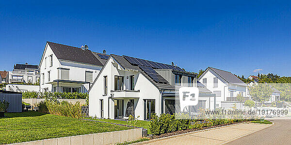 Germany  Baden-Wurttemberg  Altbach  Modern suburban houses in summer