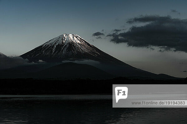 View of Mount Fuji from Lake Shoji-ko in Yamanashi Prefecture