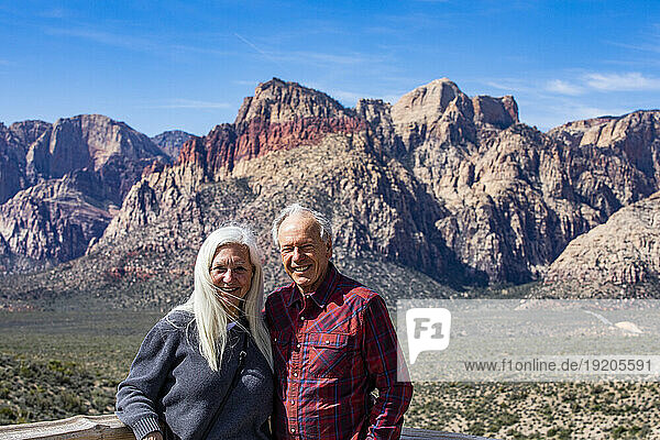 USA  Nevada  Las Vegas  Portrait of senior couple at Red Rocks National Conservation Area