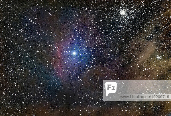 Globular star cluster NGC 6144 and Rho Ophiuchi Nebula