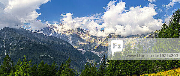 Italy  Piedmont  Scenic view of clouds over east face of Monte Rosa
