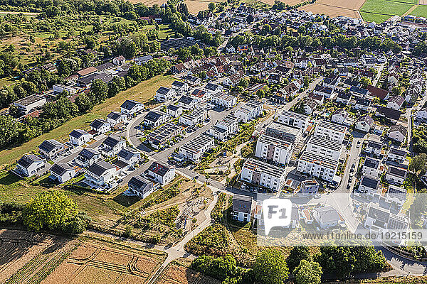 Germany  Baden-Wurttemberg  Waiblingen  Aerial view of new climate-neutral development area in summer