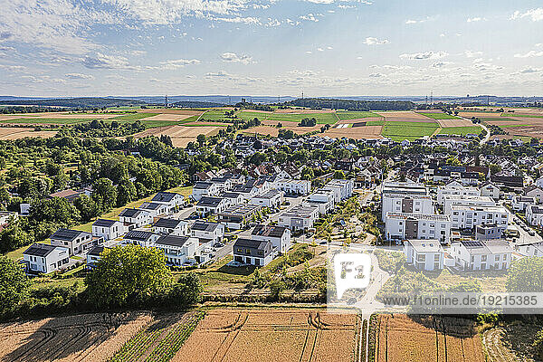 Germany  Baden-Wurttemberg  Waiblingen  Aerial view of new climate-neutral development area in summer