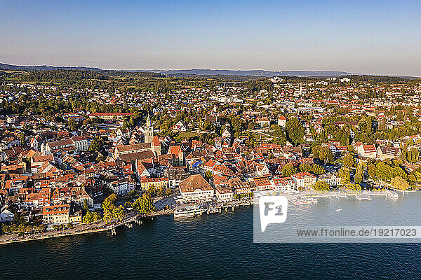 Germany  Baden-Wurttemberg  Uberlingen  Aerial view of city on shore of Bodensee