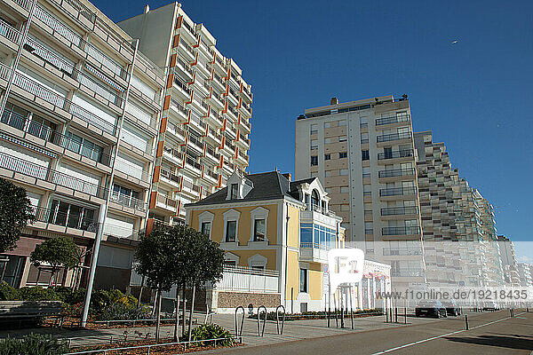 France  Les Sables d'Olonne  85  luxury buildings overlooking the embankment of the large beach.