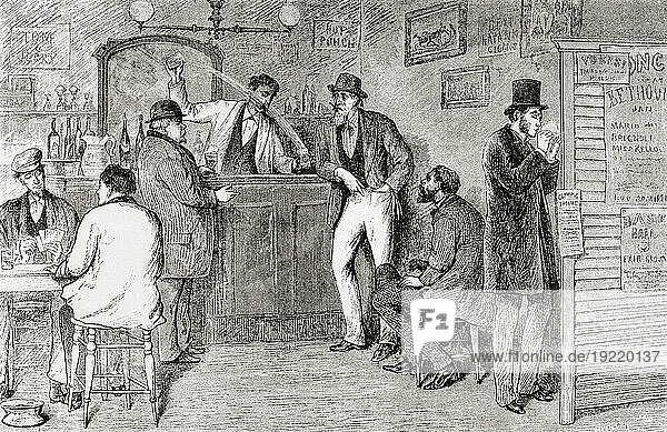 A New York drinking bar  19th century. From America Revisited: From The Bay of New York to The Gulf of Mexico  published 1886.