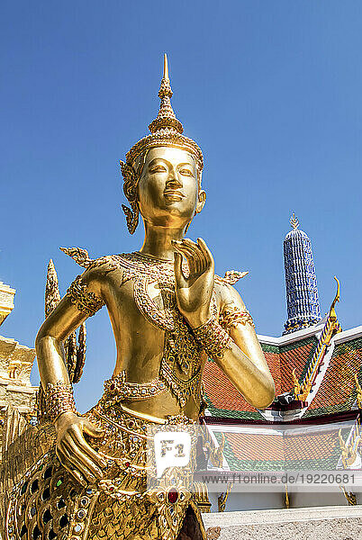 Buddhist statue at the Wat Phra Kaew in the Grand Palace of Bangkok  Thailand; Bangkok  Thailand