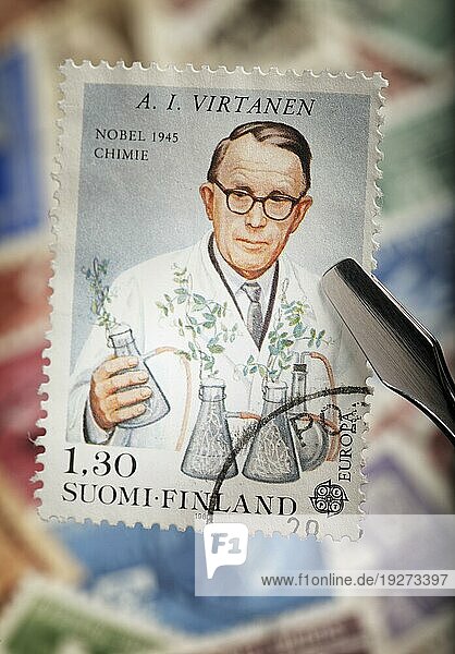 Finnische Gedenkbriefmarke von 1980. Artturi Ilmari Virtanen 15. Januar 1895 11. November 1973) war ein finnischer Chemiker und Träger des Nobelpreises für Chemie 1945