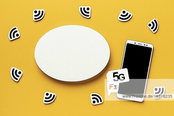 Draufsicht Wi Fi Symbole mit Smartphone Sim Karte