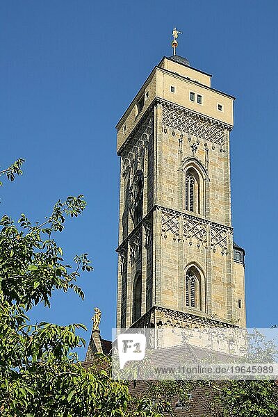 Kirchturm der gotischen Obere Pfarre Kirche  Unsere Liebe Frau  Bamberg  Oberfranken  Franken  Bayern  Deutschland  Europa