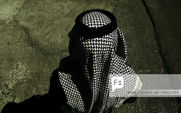 Portrait of Muslim wearing typical cloth in the streets of Al Karak  Jordan.