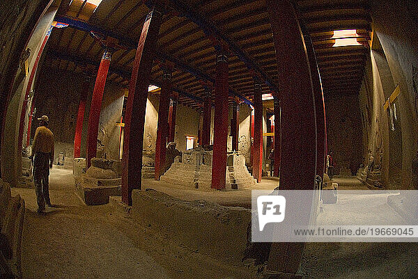 Interior of Tholing Gompa in Tibet