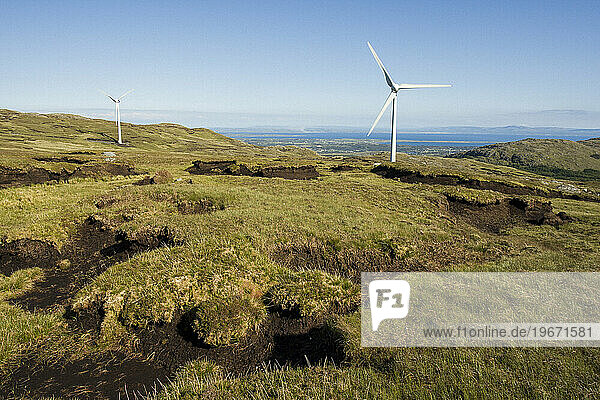 Wind turbines at the Killibegs wind site in Killibegs  Ireland.