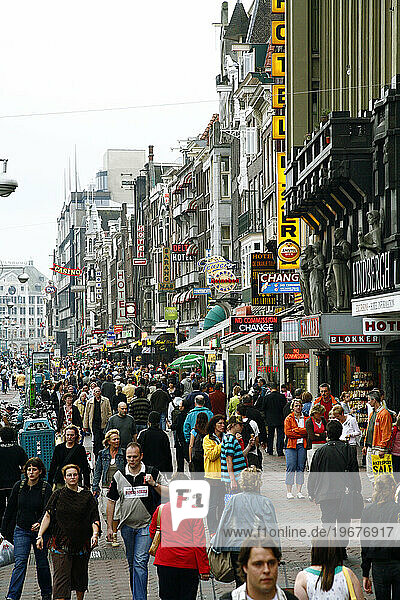 Damrak street  Amsterdam  Holland.
