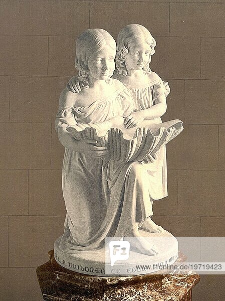 St Margaret's Church marble figures in the interior in Bodelwyddan  a village as well as a community and a ward in the Welsh Principal Area Denbighshire  1880  Wales  Historical  digitally enhanced reproduction of a photochrome print of the time