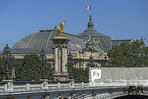 Pariser Grand Palais und Pont Alexandre III.  Paris  Frankreich  Europa