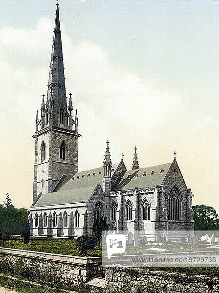 St. Margaret Kirche in Bodelwyddan  eine Ortschaft sowie eine Community und ein Ward in der walisischen Principal Area Denbighshire  1880  Wales  Historisch  digital verbesserte Reproduktion eines Photochromdruck der damaligen Zeit