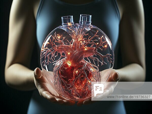 Transparent menschlichen Blick auf das Herz  Symbolbild Herz  Herzkrankheit Herzinfarkt covid und lange covid  AI generiert Kunst