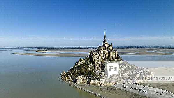 France  Normandy  Aerial panorama of Mont Saint-Michel