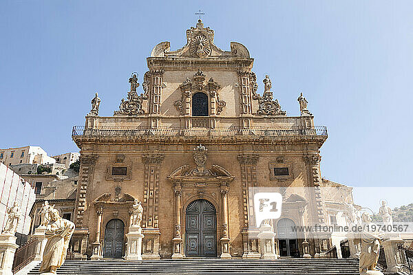 Italy  Sicily  Modica  Facade of San Pietro church