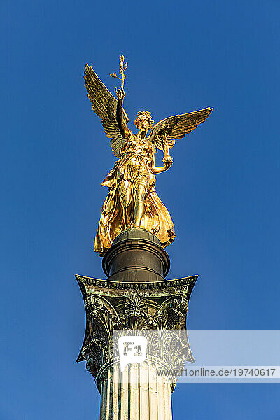 Germany  Bavaria  Munich  Friedensengel monument standing against clear sky