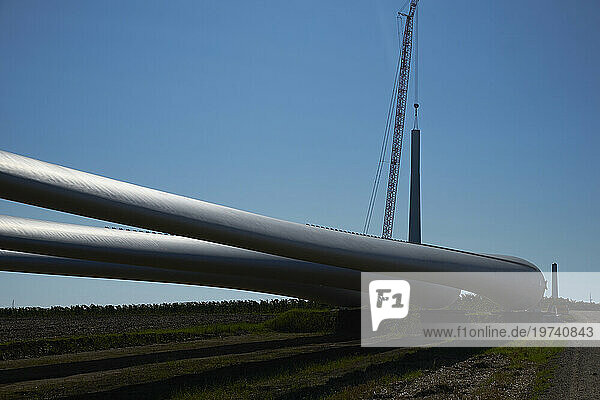 Germany  Rhineland-Palatinate  Flonheim  Construction of large wind turbine