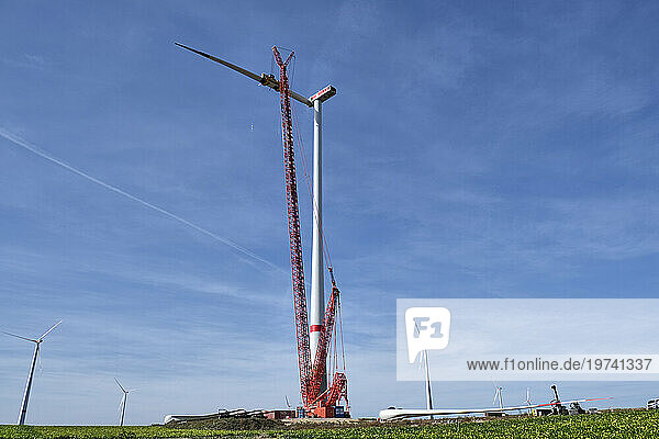 Germany  Rhineland-Palatinate  Flonheim  Construction of large wind turbine