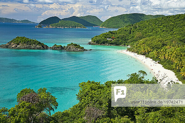 Turquoise water at Trunk bay on the island of St. John in the US Virgin Islands; St. John  U.S. Virgin Islands