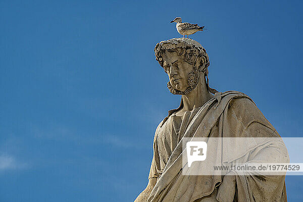 View of Leopoldo II statue in Piazza della Repubblica  Livorno  Province of Livorno  Tuscany  Italy  Europe