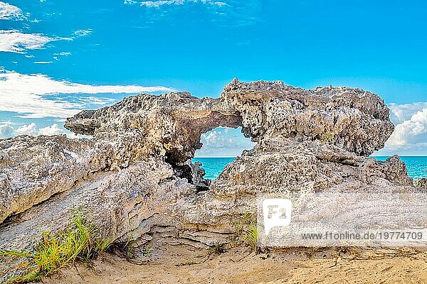 A rock formation at Tobacco Bay in St. George's  Bermuda  Atlantic  North America