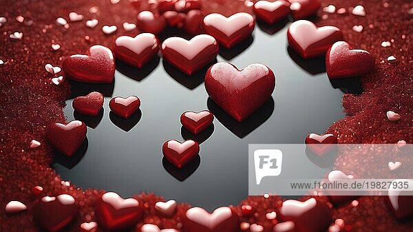 Liebe  Valentinstag Konzepte. Liebe Symbol  Konzept für Valentinstag  Hochzeit etc. Herz Elemente für Liebe Konzept Design. AI generierte Bild