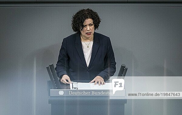 Amira Mohamed Ali  parliamentary group leader of the Left Party  speaks in the debate on the European Council in the Bundestag
