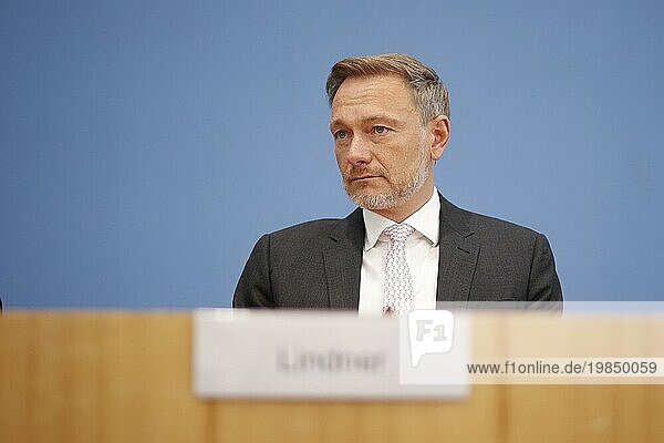 Christian Lindner (FDP)  Federal Minister of Finance  recorded during the press conference on the agreement on basic child insurance in the BPK in Berlin  28 August 2023.