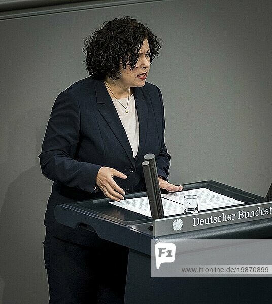 Amira Mohamed Ali  parliamentary group leader of the Left Party  speaks in the debate on the European Council in the Bundestag