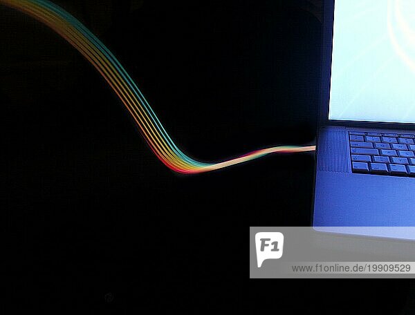 Laptop Langzeitbelichtung Lichtwelle