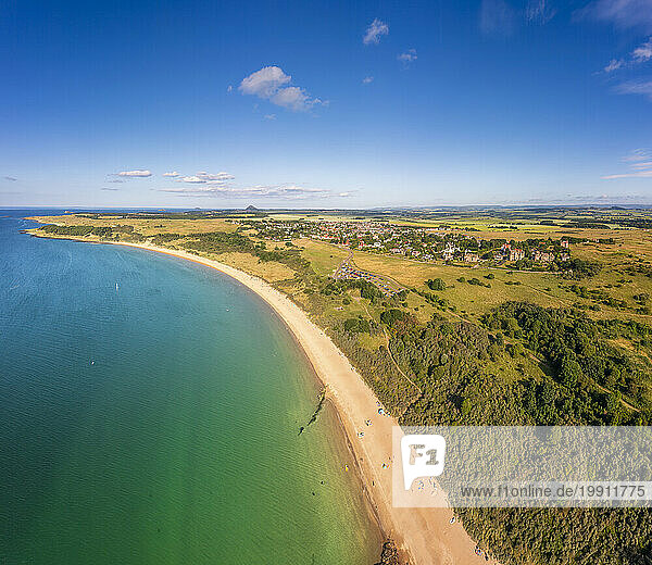 UK  Scotland  Gullane  Aerial view of beach along Firth of Forth