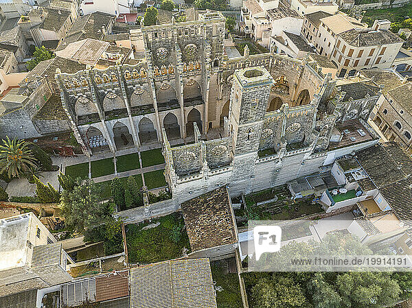 Spain  Balearic Islands  Son Servera  Aerial view of ruins of Iglesia Nova church