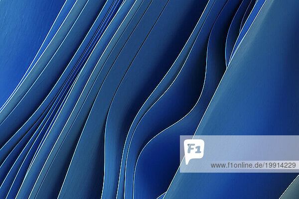 Layers of wavy blue cloth in 3D