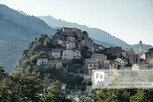France  Haute-Corse  Corte  Hillside town on Corsica island