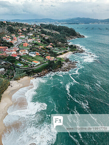Aerial view of the coast of Galicia  Northern Spain