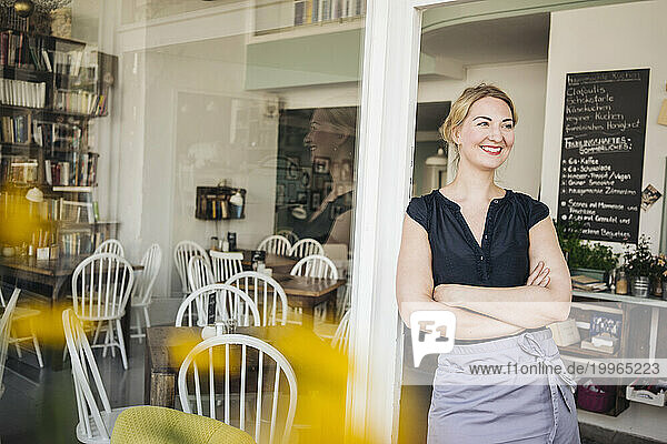 Smiling woman in a cafe