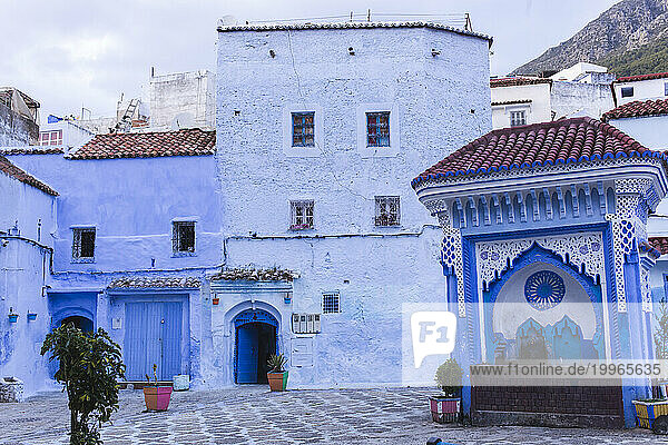 Plaza El Hauta at Chefchaouen in Morocco  Africa
