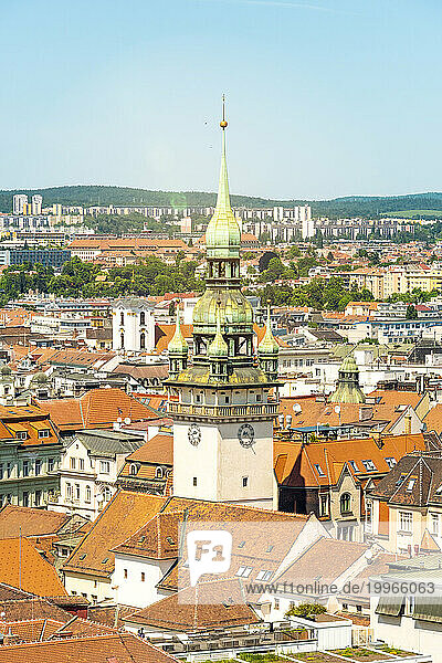 Czech Republic  South Moravian Region  Brno  Historic town hall surrounded by old town houses