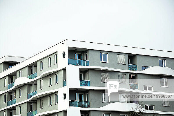 Germany  Baden-Wurttemberg  Freiburg im Breisgau  Windows of modern apartment building