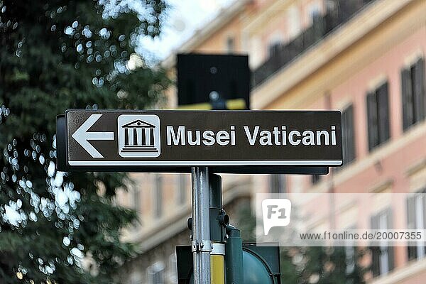Signpost  Vatican Museums  Vatican  Rome  Italy  Europe