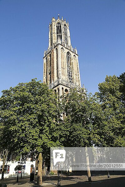 Famous fourteenth century Dom church tower in city of Utrecht  Netherlands