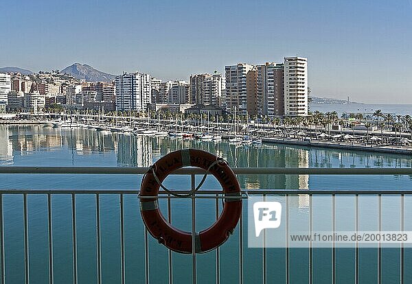 Apartment blocks and yachts in marina of Muelle Uno port development  city of Malaga  Spain  Europe
