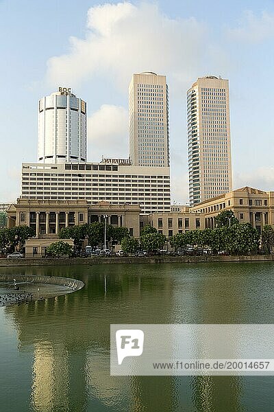 Twin towers of World Trade Centre and modern hotels  central business district  Colombo  Sri Lanka  Asia