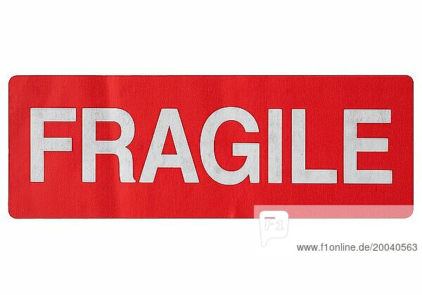 Fragile Zeichen Etikett Zeichen isoliert über weiß