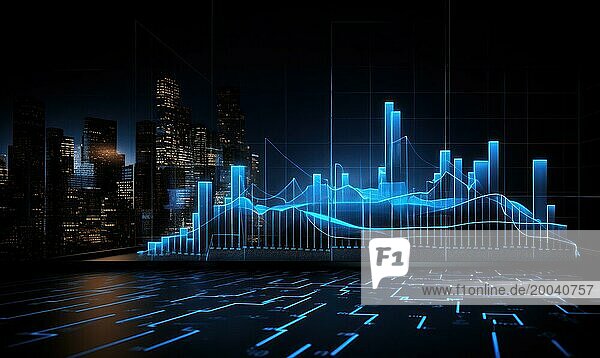 Börse Finanzindikator auf virtuellem Bildschirm. Investition und Handel Konzept AI generiert  KI generiert